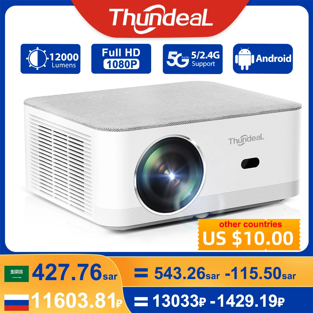 ThundeaL Portable Mini Projector TD92 Pro FHD 1080P Full HD Beam 4K Video WiFi Android Projector TD92Pro 3D Movie Home Theater