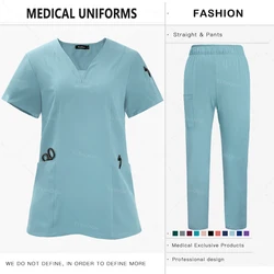 Premium Anti-Wrinkle Medical Scrubs with Pockets and Straight-Leg Pants - XXL (42025-Light Blue)