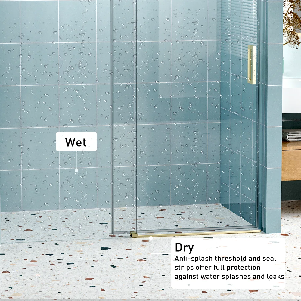 56" - 60" W x 76" H Frameless Soft-closing Single Sliding Shower Door, 1/4" (6mm) Tempered Glass with Explosion-proof Coating 6