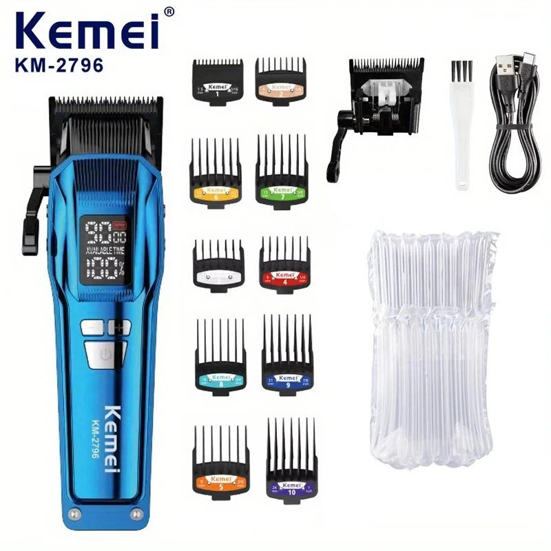 KEMEI KM-2796 Hair Salon Hair Clipper Set Metallurgical Blade Digital Hair Clipper Long lasting Battery Life 5