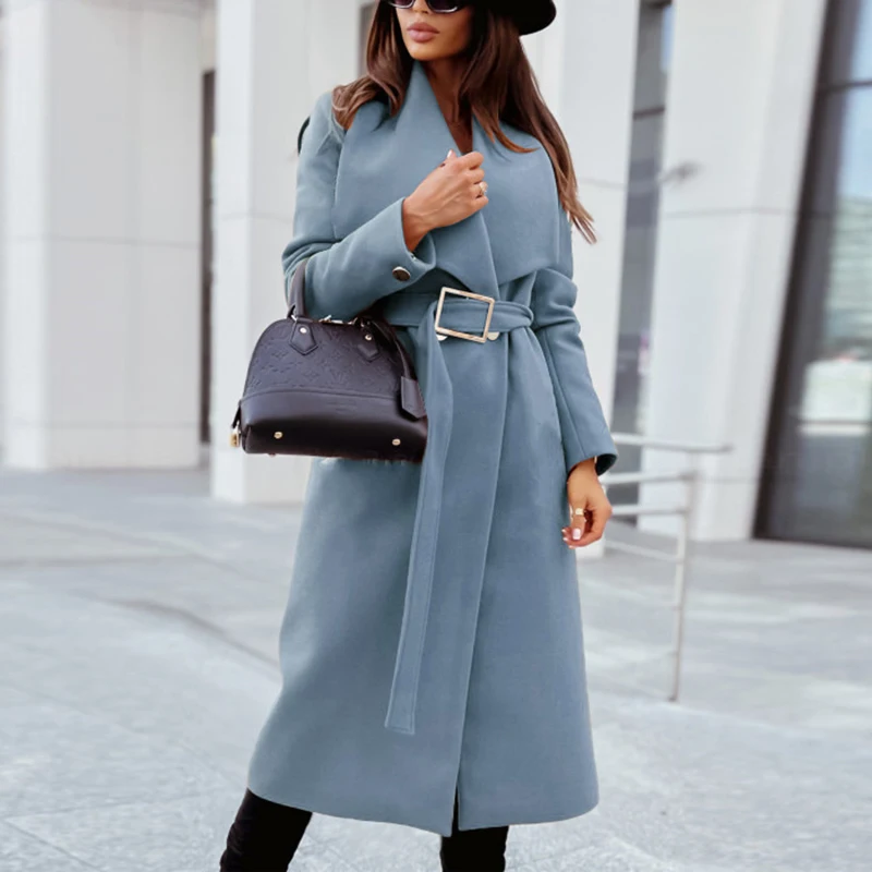 Women's Turn-down Collar Woolen Coats 2