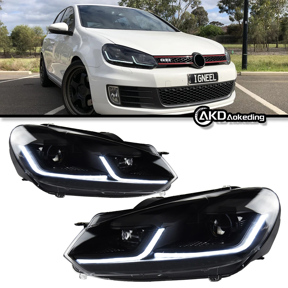 manager Voorkomen draagbaar 2 PCS Car Lights Parts For VW Golf 6 MK6 jetta R20 Black Samurai Style Head  lamps LED Headlight LED Dual Projector FACELIFT|Car Light Assembly| -  AliExpress