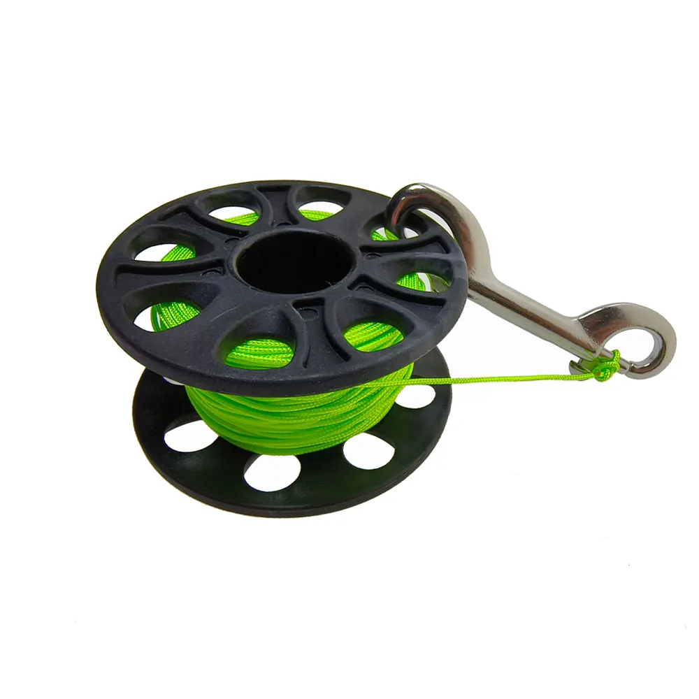 30M Scuba Diving Plastic Spool Finger Reel with Stainless Steel Bolt Snap Hook SMB Safe Equipment BCD Accessories