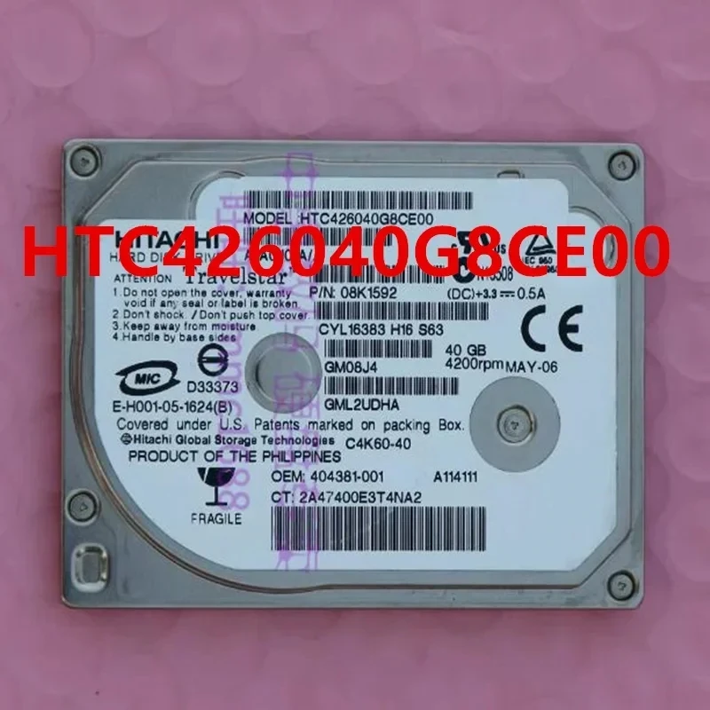 히타치 80GB 40GB CE 1.8인치 5400RPM 하드 드라이브 HTC426060G8CE00 HTC426040G8CE00용 90%-95% 새  HDD