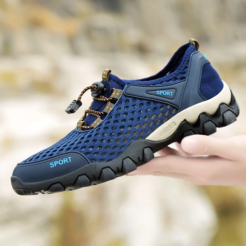 Men's Fashion Breathable Sneakers Climbing Hiking Shoes Men's Outdoor Beach Waders Mesh Hiking Shoes for Men Sprots Shoes