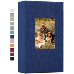 Elegant Linen Photo Album with 300 Pockets (Blue)