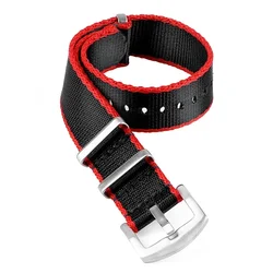Colorful Nylon Canvas Sport Watch Band - Soft & Comfortable Replacement Strap - 20mm (Black red)