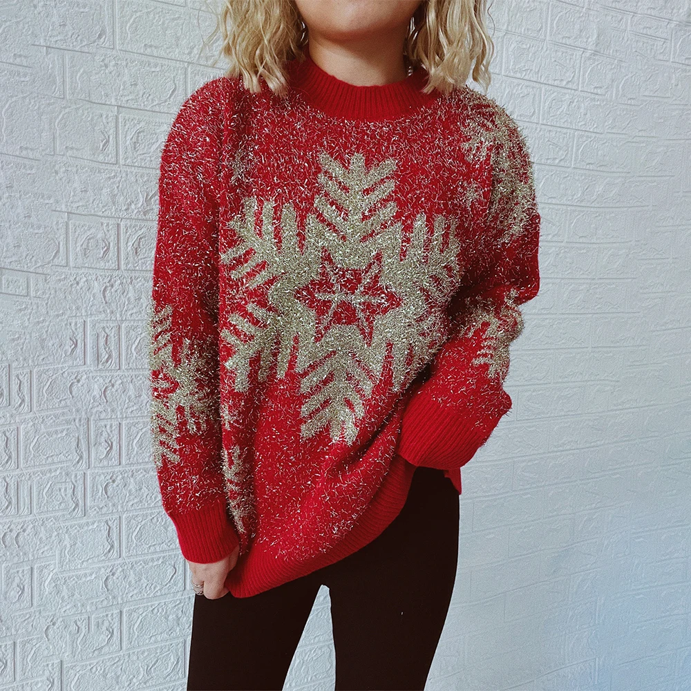 

Womens Christmas Knit Sweater Sweatshirt Ladies Winter Warm Xmas Elk Party Jumper Tops Clothing 2023