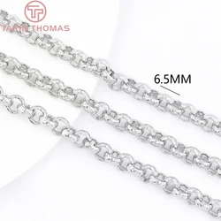 Elegant 24K Gold - Plated Brass Necklace and Bracelet Chains - 50cm Length, 4mm & 6.5mm Widths, High - Quality Jewelry Accessories Wholesale (9785 - 6.5MM)
