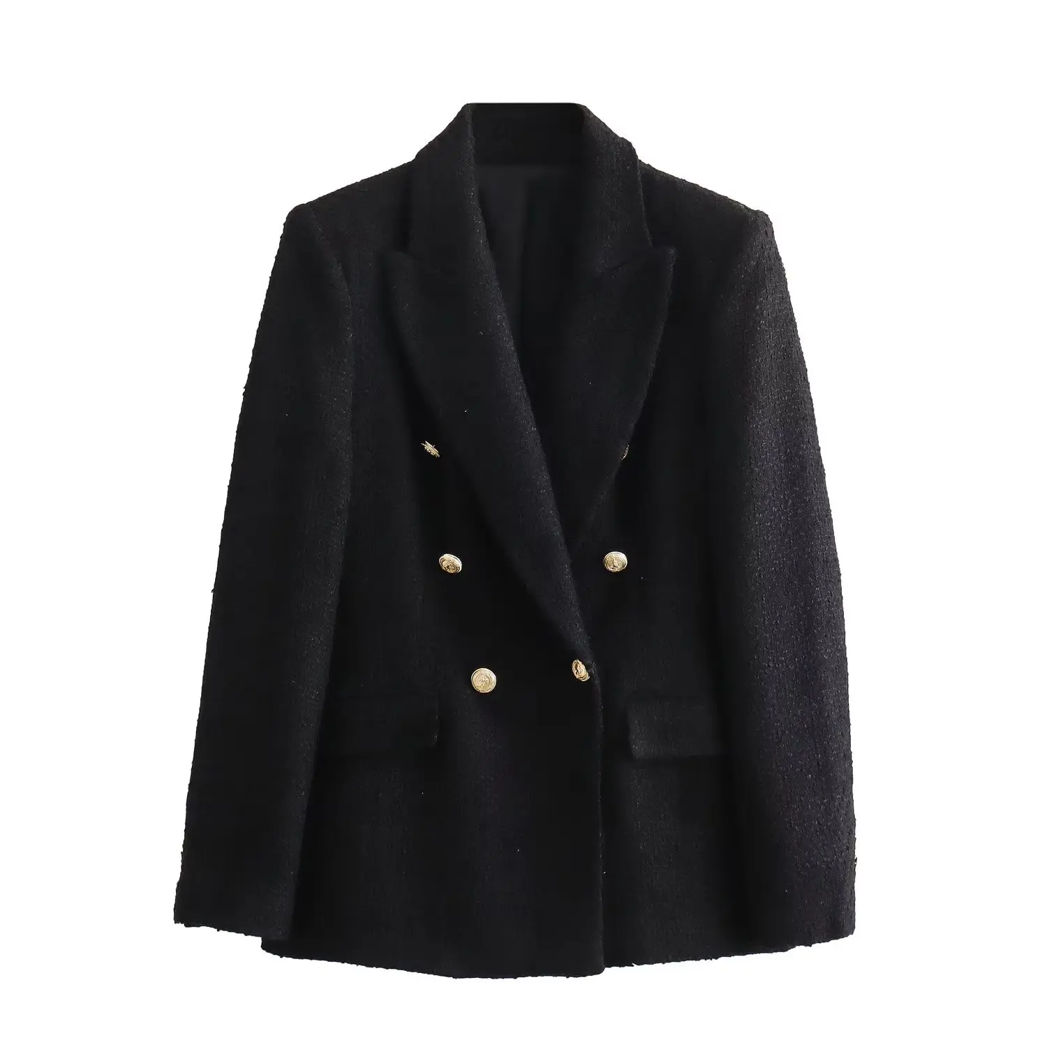 Dave&Di British Fashion Twill Double Breasted Casual Blazer Jacket With Retro Autumn And  Texture Winter Jacket Suits Women