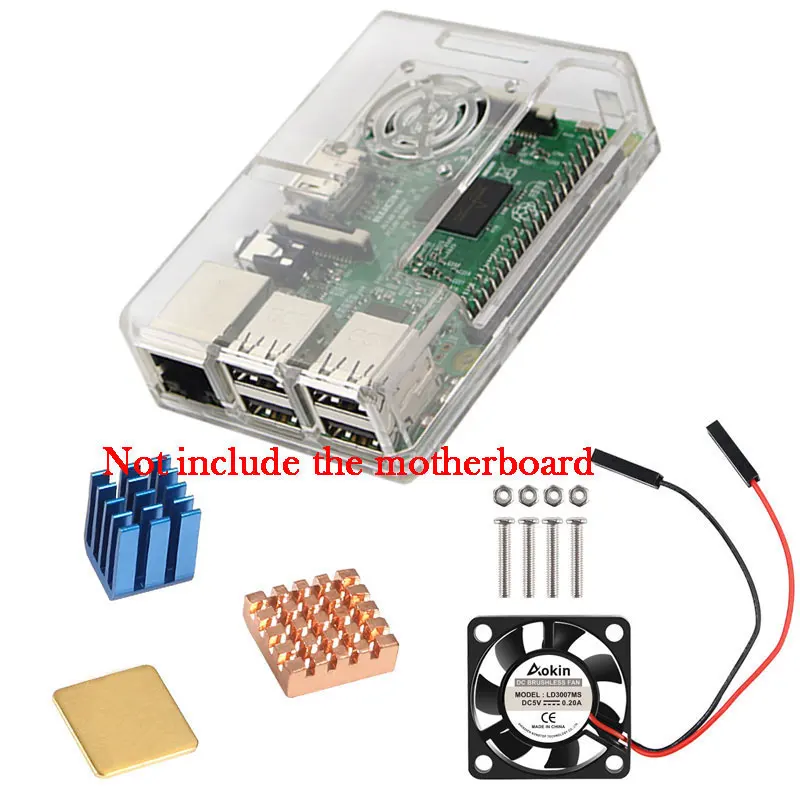 

ABS Protective Case Cover with Cooling Fan and Heat Sink 1 Aluminum + 2 Copper For Raspberry Pi 3 B+/3/2/ B+