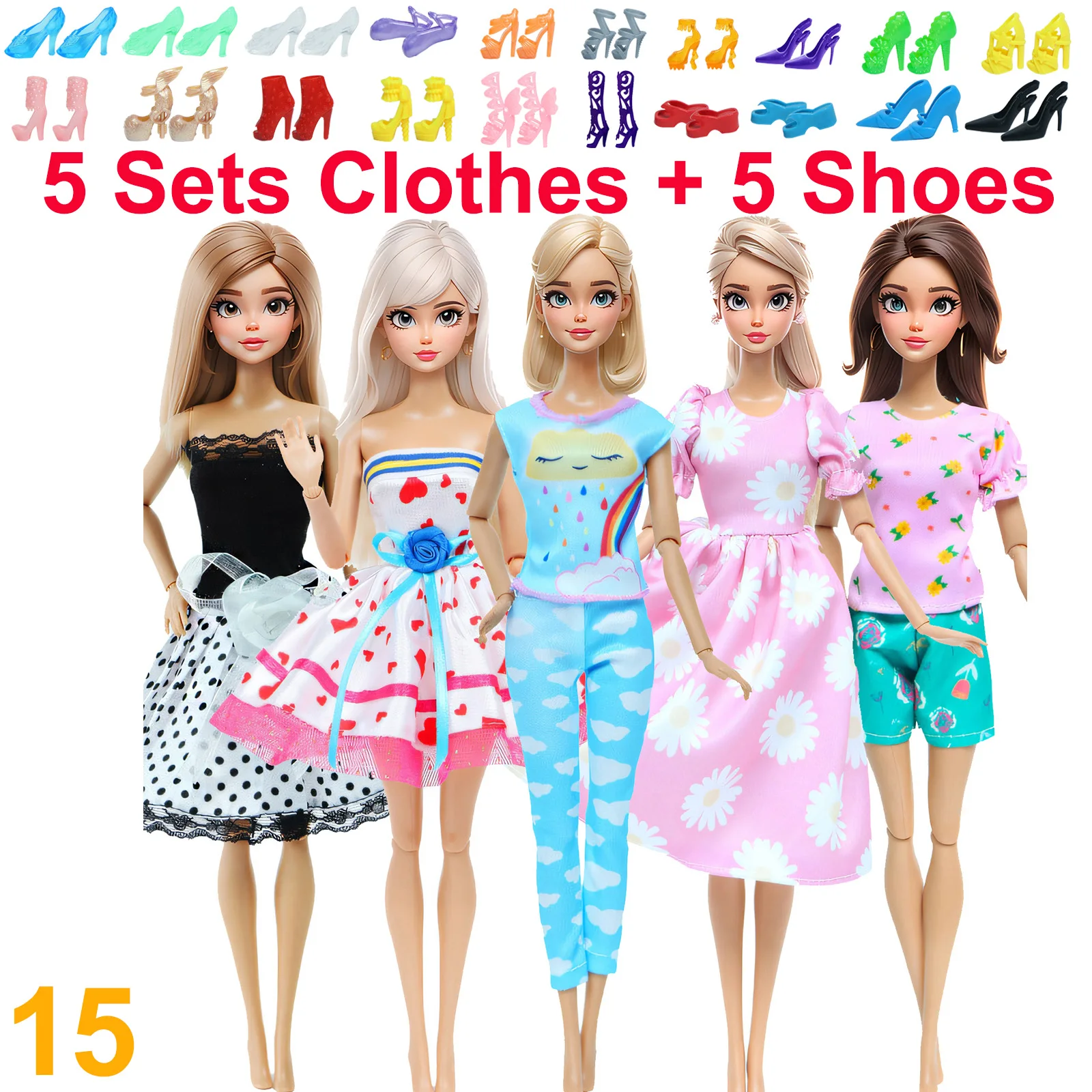 10-Piece Fashion Outfit Set with Shoes and Accessories