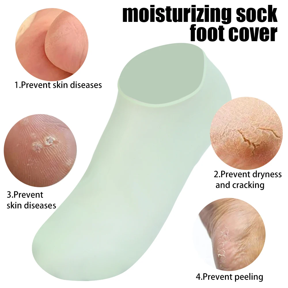 Foot Care Socks Moisturizing Foot Socks Anti Cracking Remove Dead Skin Foot Spa Socks Breathable Care Tools Reusable Massage Silicone