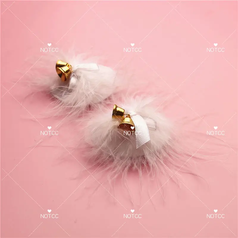 

NOTCC 5 Pairs Y2K Egirl Hairy Golden Bell Nipple Pasties for Women Black White Sexy Feather Reusable Nip Covers Bulk Wholesale