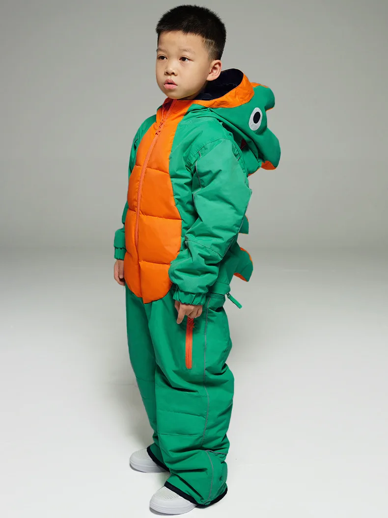 Tuta Da Neve Bambino 2 Pezzi - Giacca E Pantaloni Invernali Con Stampa Dinosauro | Impermeabile