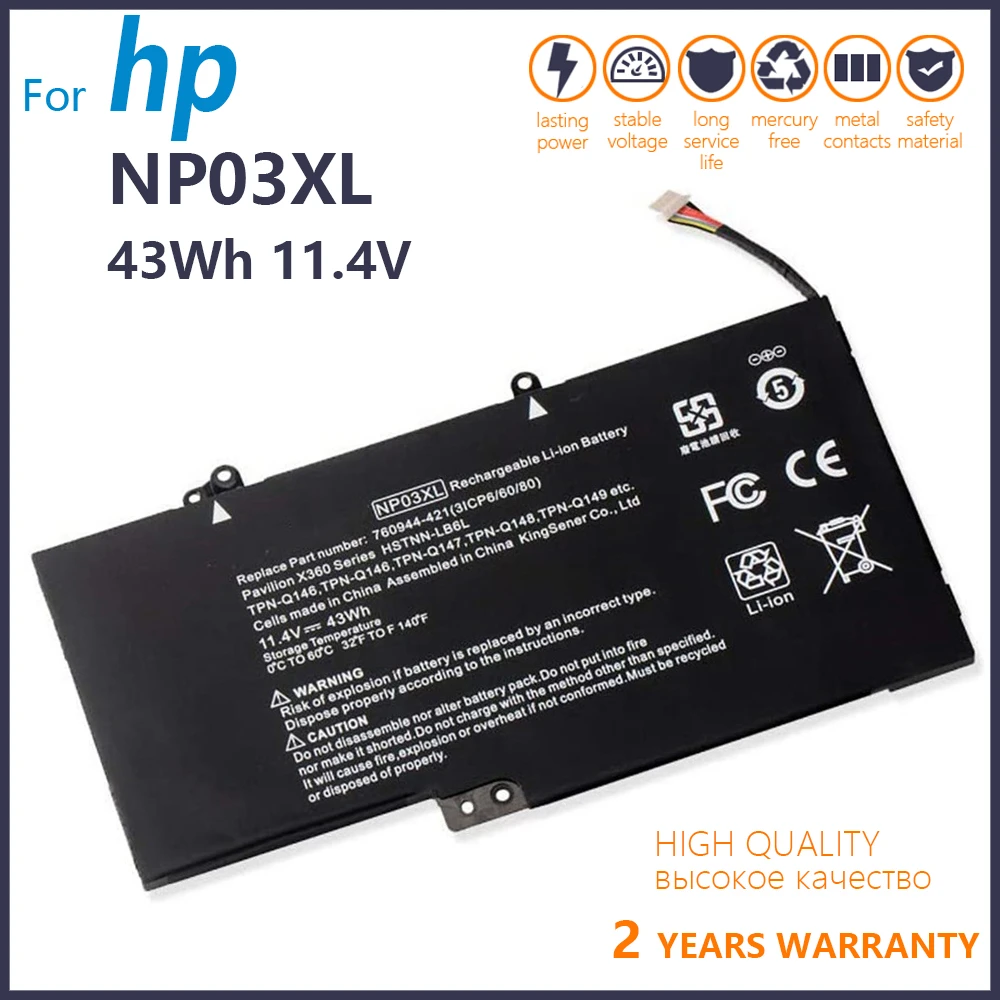 

Genuine Laptop Battery NP03XL For HP Pavilion X360 13-A010DX HSTNN-LB6L HSTNN-UB6L TPN-Q147 761230-005 New 11.4V 43WH