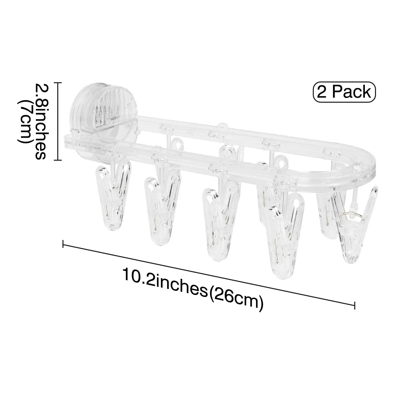 Clothes Drying Rack Laundry Foldable Drip Hanger with 9 Clips, Wall Mounted Suction Cup Clothespins for Socks Gloves Towels 4