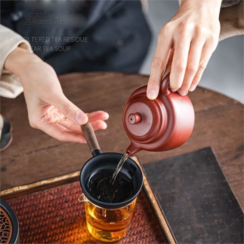 

Black Sandalwood Handle Tea Strainer Integrated Tea Filter Ceramic Tea Separator Household Tea Tool Tea Ceremony Accessory ZE402