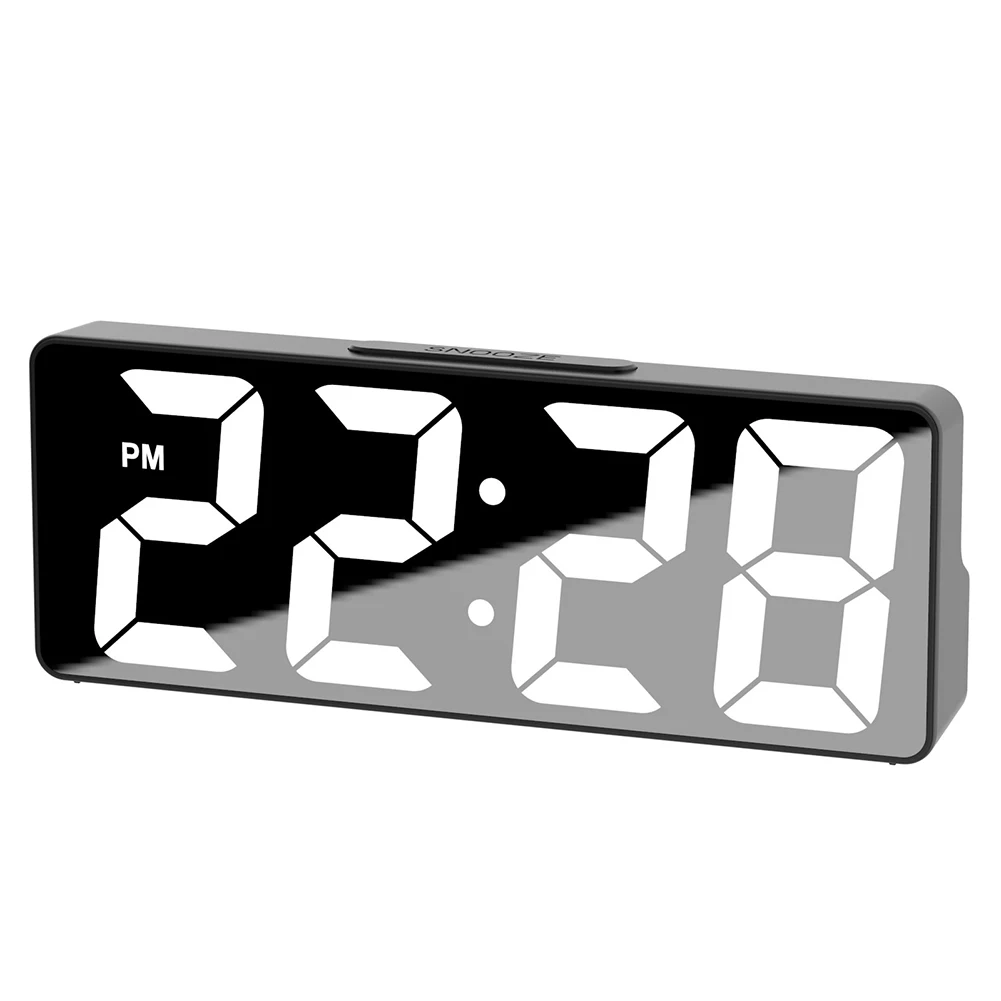 LED Mirror Digital Alarm Clock 12/24 Hours Adjustable Dimming Brightness Colorful Large Screen Desk Clocks Bedroom Decoration