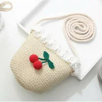 Kids Cute Hand Bag Children's Weave Shoulder Bags Fashion Straw Cross Bag For Girls Made From Natural 3