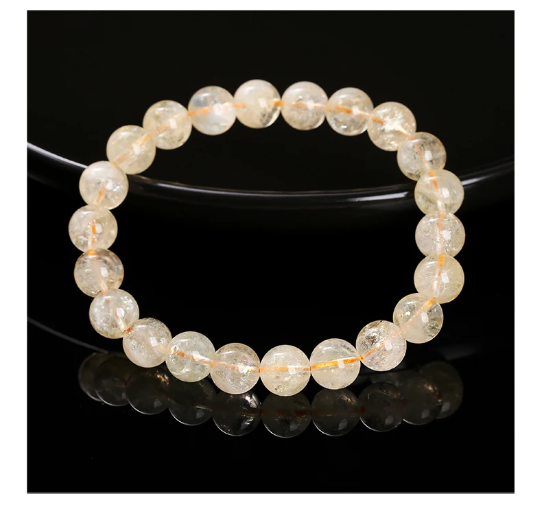 JD 1A Naturstein Citrin Perlen Armbänder Frauen Mode Schmuck Reiki Healing Energie Perle Stretch Armreifen Handgemachte Yoga Geschenk – Detail 6
