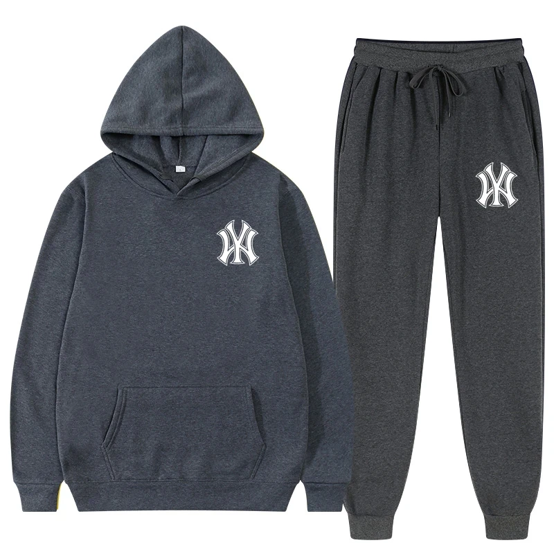 Conjunto de chándal de dos piezas para hombre y mujer, Sudadera con capucha y pantalones de deporte, Top de marca de moda