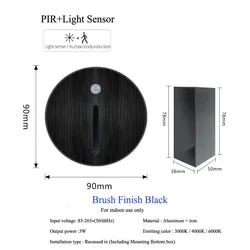 Elegant Aluminum PIR Sensor Wall Lamp with Install Box - Embedded Step & Stairwell Nightlight Sconce, 3W (Natural White 4000K)
