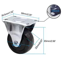 4Pcs Casters Heavy Duty 2 inch Rubber Black Caster Wheels with Rigid Fixed Non-Swivel Top Plate for Furniture 2
