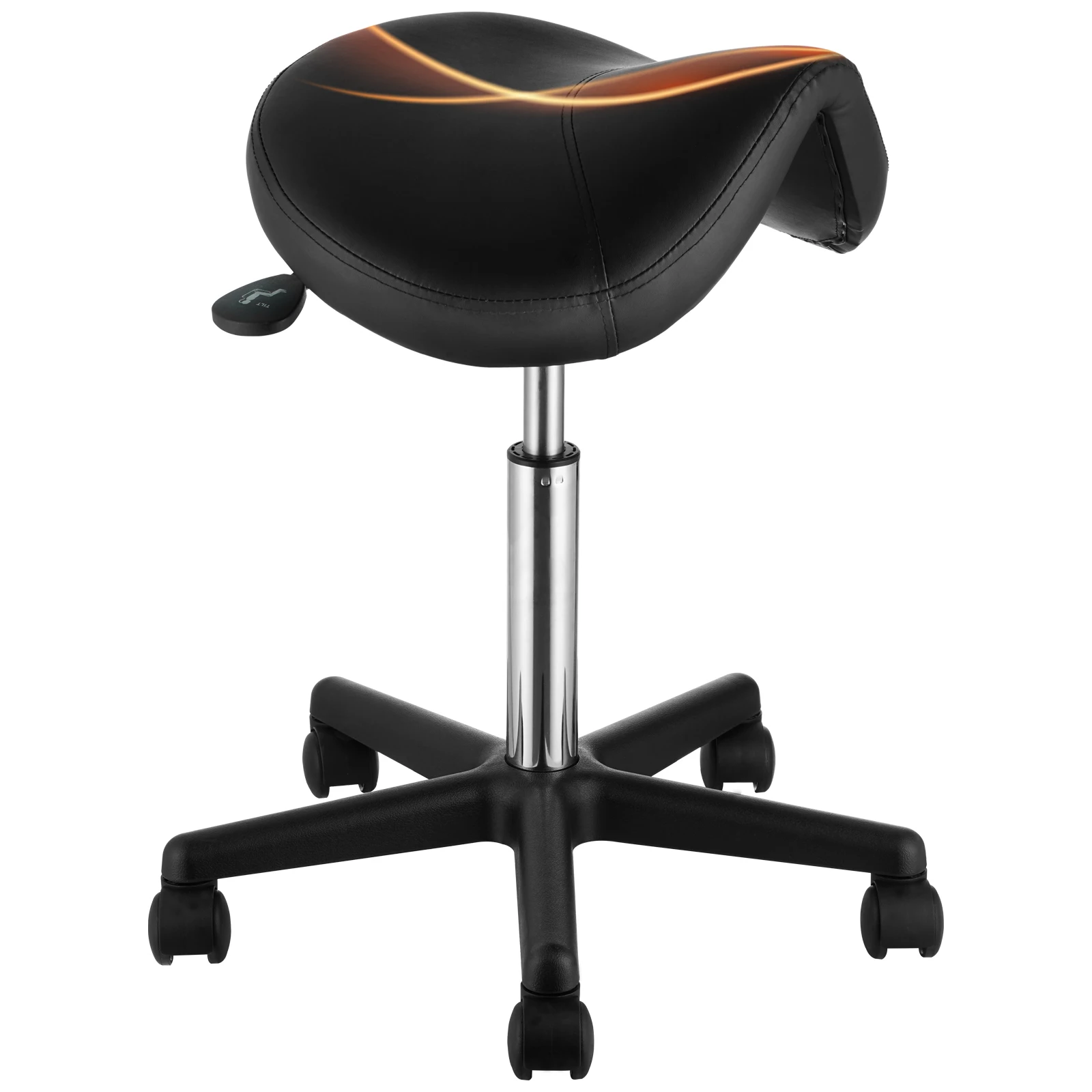 SucceBuy Tabouret de selle ergonomique avec 5 roulettes pivotantes 360 °   Rotation 20,1-28 po Tabouret rond réglable en hauteur pour bar, salon, bureau