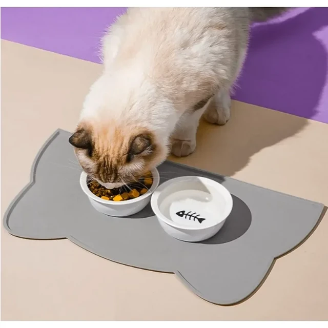 Pet Bowl Mat Silicone Waterproof Dog Feeding Mat No-Slip Cats Food Placemat  Treat Mat for Food Water Bowls with Edges - AliExpress