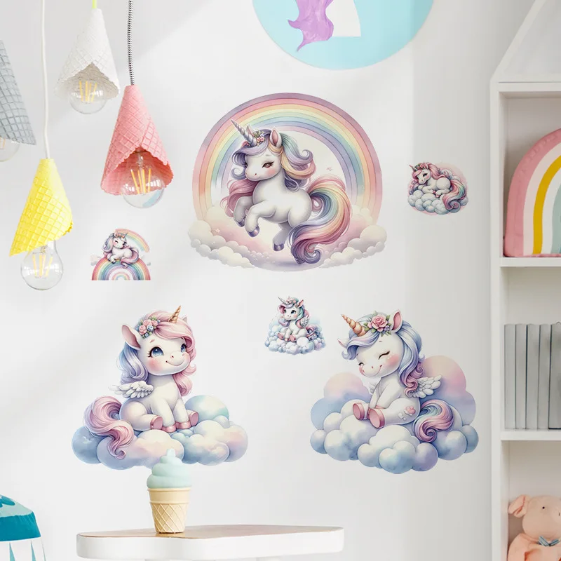 Unicorn Decorative Vinyl Child Wall Stickers For Baby Girl Room Decor Adhesive Wallpaper Bedroom Accessories Wall Art