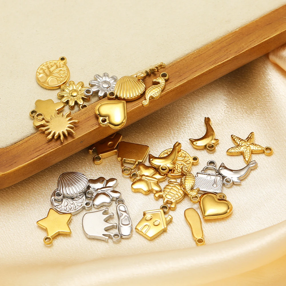 10 Stück Edelstahl 18K Goldfarben Tier-Anhänger Sternanhänger Großpackung für DIY Ohrringe Schmuckherstellung Halskette Armband Zubehör