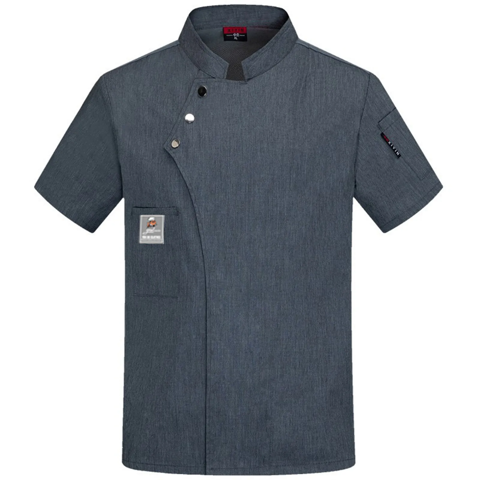New Fashion Back Kitchen Uniform Top Woman Men Chef Work Clothes Grill Restaurant Cafes Catering Short Sleeved Uniform Top