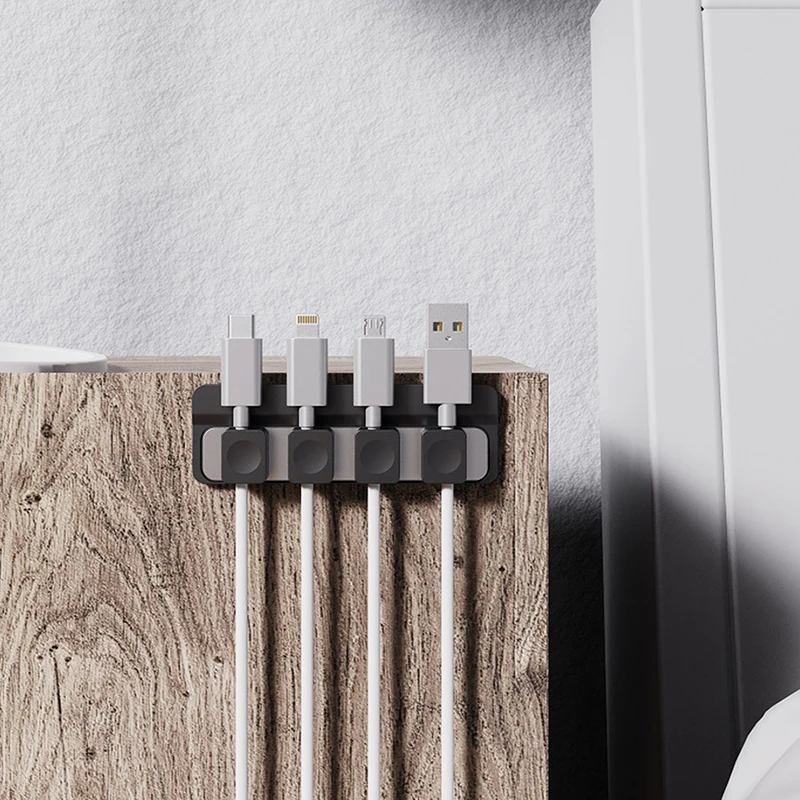 

Магнитная намотка для кабеля, клейкий силиконовый USB-фиксатор для кабеля, органайзер, однотонный держатель для кабеля, зажим для зарядного устройства для стола и офиса