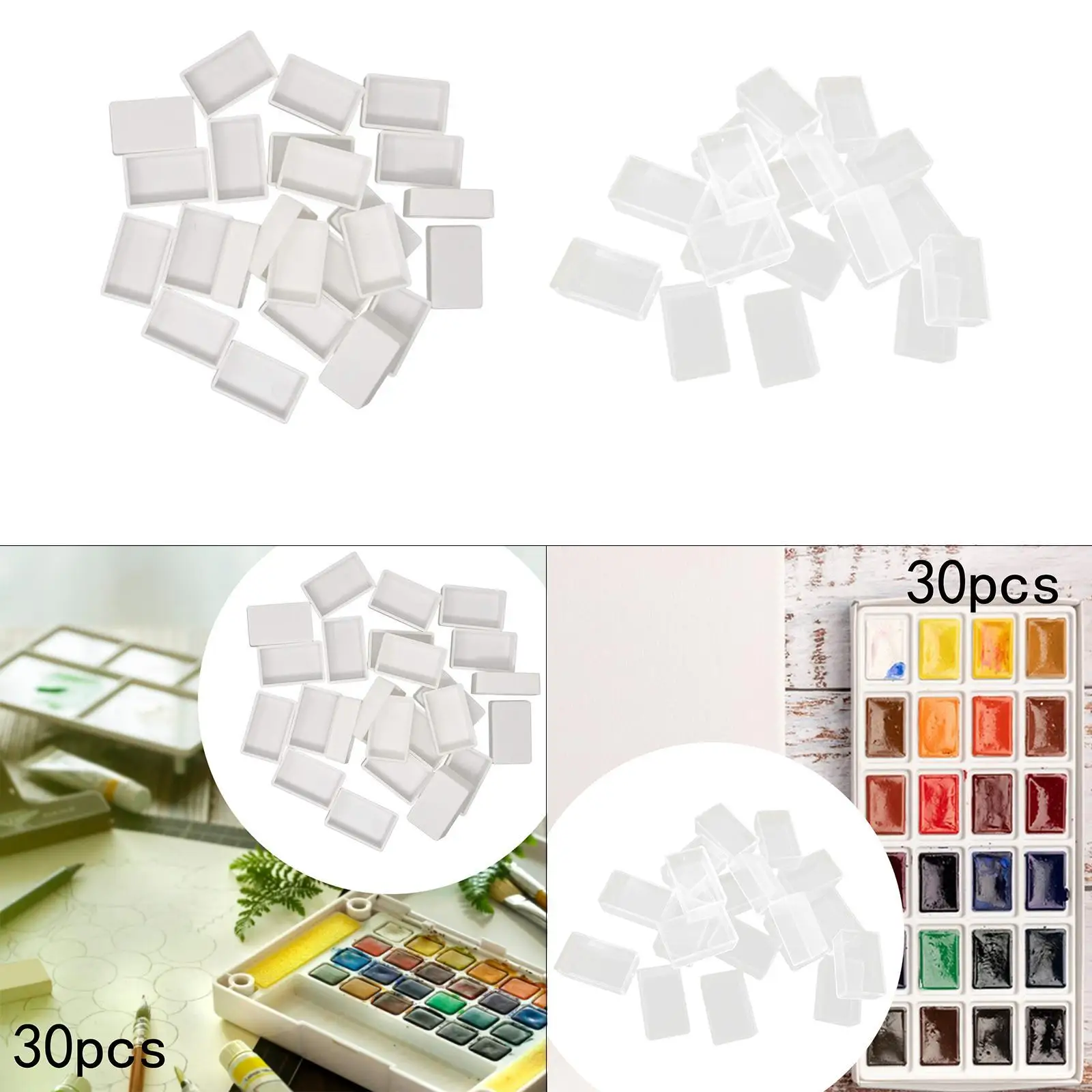 30 Pieces Empty Watercolor Full Pans Artist Paint Pans for Art Drawing Watercolour Palette Adults DIY Oils Acrylics Palette