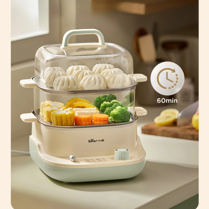 Electric Steamer Multi-Functional Timing Double Layer Steam Pot Breakfast Machine Steamed Vegetables Capacity Egg Steamer