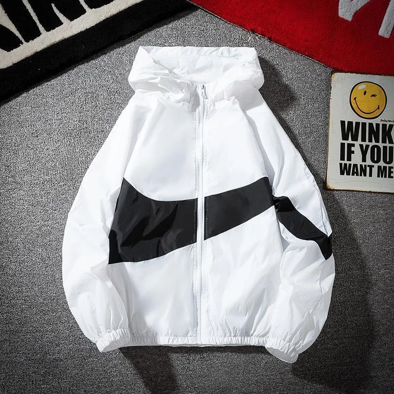 

Hooded Jacket For Men Patchwork Casual Male Coat Hip Hop Loose Long Sleeve Men Jacket Sprotwear Zipper Cargo Spring Man Clothes