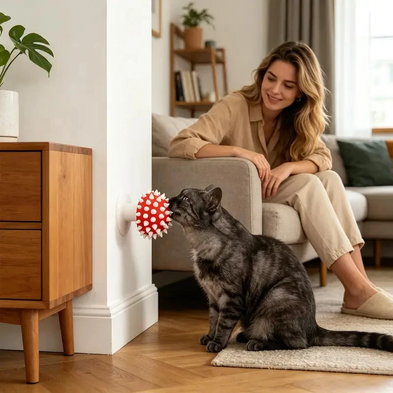 Kattenborstel met paddenstoelvormige, stabiele kam voor kortharige puppy's en kittens, geschikt voor dagelijks borstelen en als spa-massagetool voor huisdieren._voghion.com