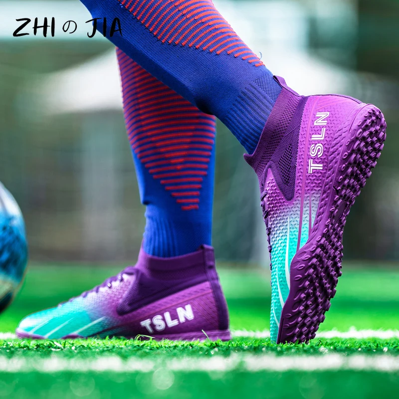 하이탑 축구 부츠, TF/AG 성인 청소년 전문 훈련 축구화, 트렌디한 경량 미끄럼 방지 운동화