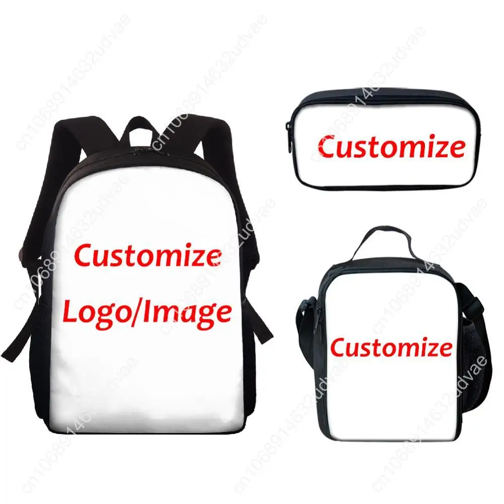Children Fox Printing Backpack 3cs/set School Bags For Kids With Lunch Box Animals Lunch Student Satchel Pencil Case