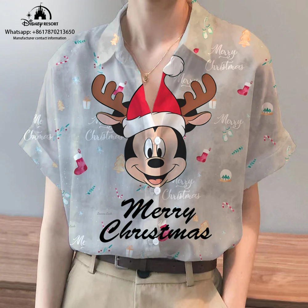 

2022 New Summer Fashion Ladies Short Sleeve T-Shirt Disney Stitch Mickey Minnie Pattern Kawaii Cartoon Cute Tops