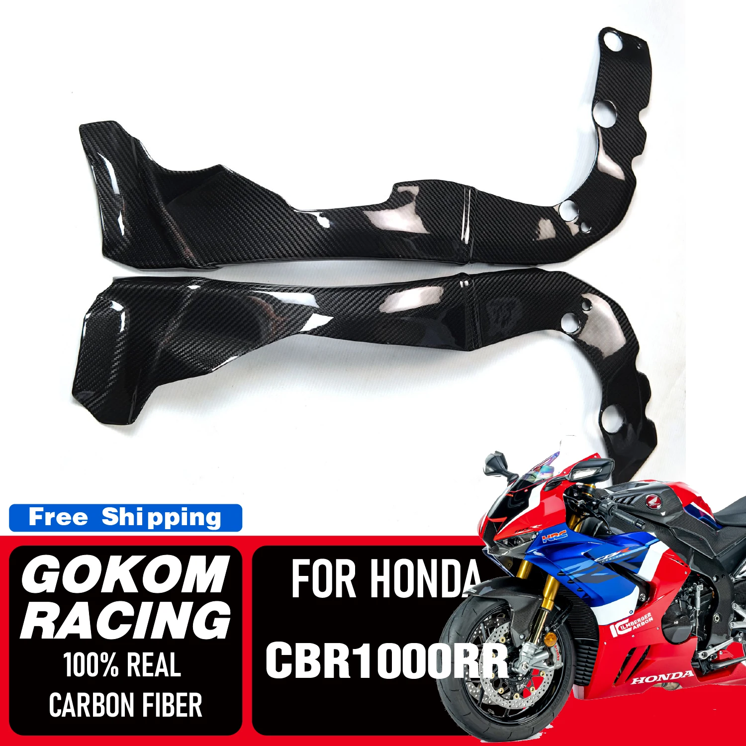 

Gokom Racing для HONDA CBR1000RR 2020 + Защитная крышка рамы капота обтекатель 100% натуральное углеродное волокно аксессуары для мотоциклов