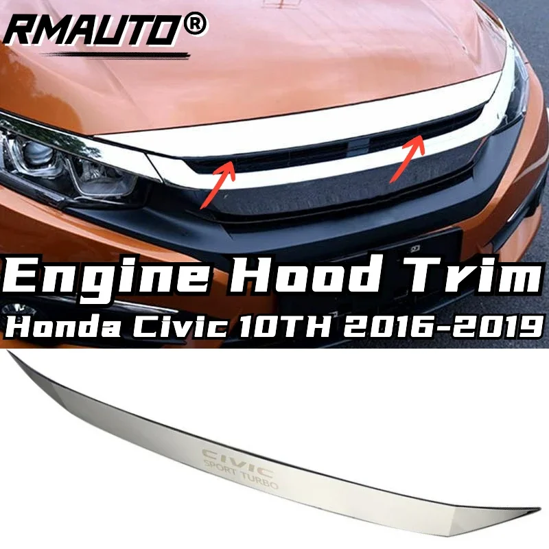

Автомобильный хромированный передний капот двигателя, хромированный Стайлинг, литье, крышка бампера, решетка радиатора, Накладка для Honda Civic 2016-2018, комплект кузова