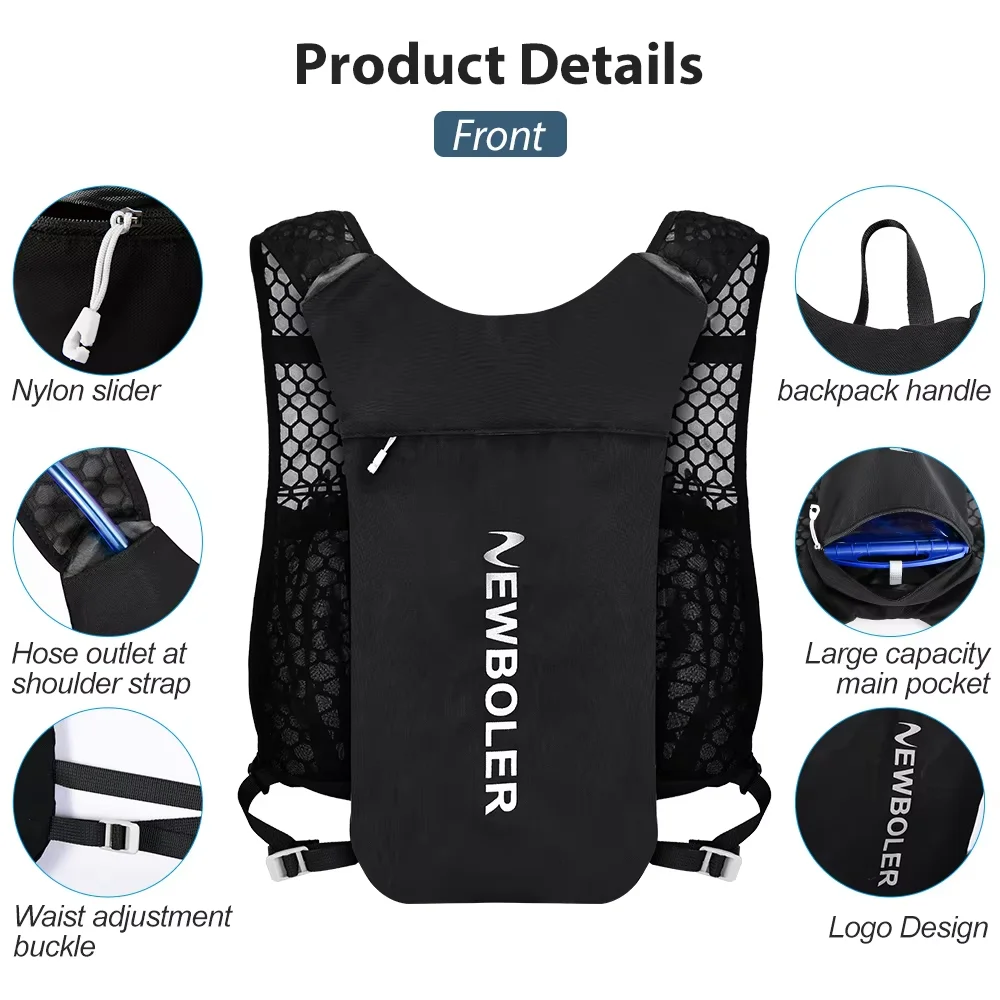 Run Backpack Hydration Vest Pack Ultra Lightweight Marathon Running Bike Rucksack bag 500ml Soft Flask 1.5L Water Bag