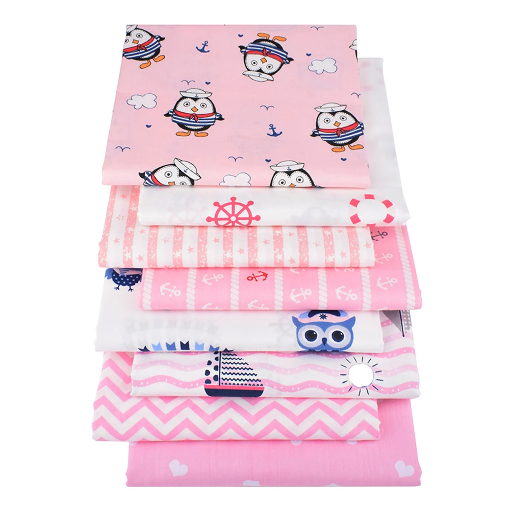 Chainho,Printed Twill Weave Cotton Fabric,Patchwork Cloth,DIY Sewing Quilting Material,Ocean Series,8 Designs,2 Sizes,CC057-060