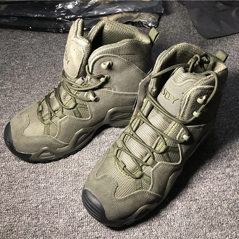 Military Tactical Boots Men Waterproof Wear-resisting Combat Climbing Shoes Outdoor Walking Breathable High Boots with Shoes Box