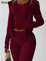 Sweatsuit 3 Piece Pants Set Women Clothing Velvet Vest+Hoodies Jackets+Sweatpants Outfit Fall Winter Tracksuits Jogger Suits New - burgundy 3 PC, XL