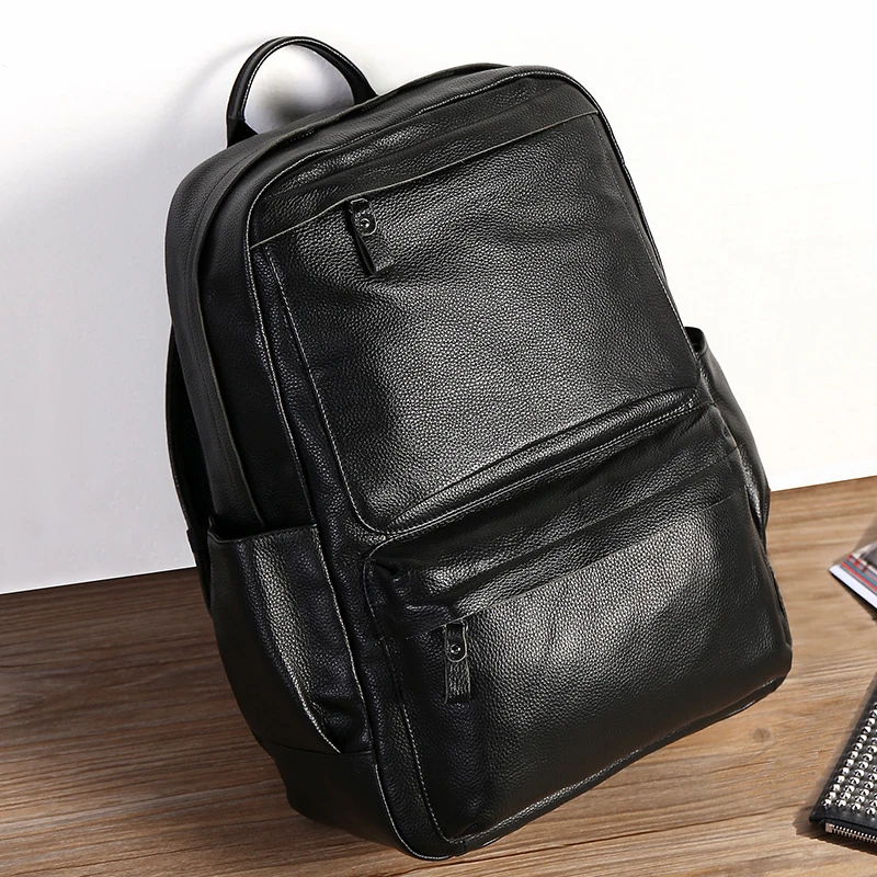

AETOO Backpack men's leather leisure travel bag Backpack computer bag 15.6 "large capacity first layer cowhide trend men's bag