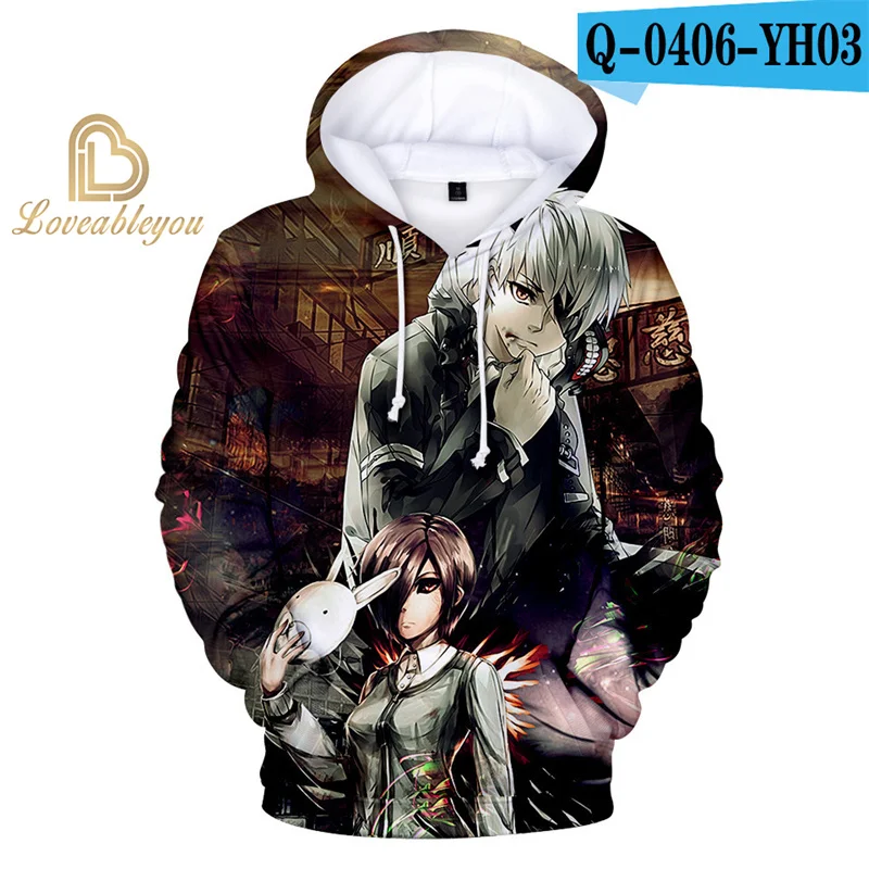 Ciyoulio Kaneki Ken Sweat à Capuche Imprimé Anime Sweatshirt Manches