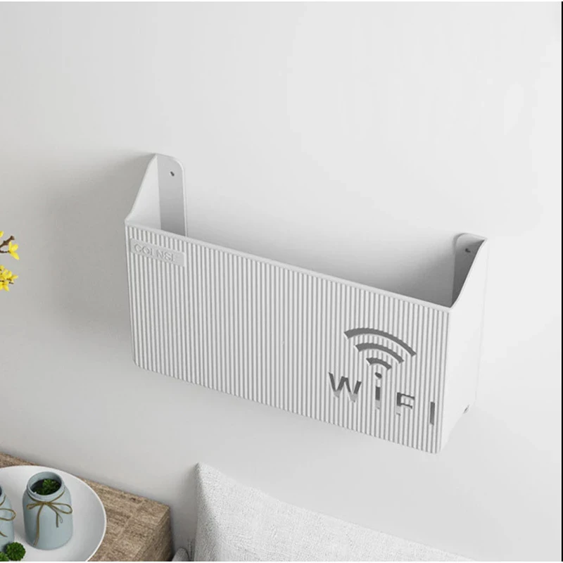 

No Punching Cable Power Bracket Set-top Box Shelf Office Media Decor Router Storage Box Wall-mounted Wifi Box Home Decor